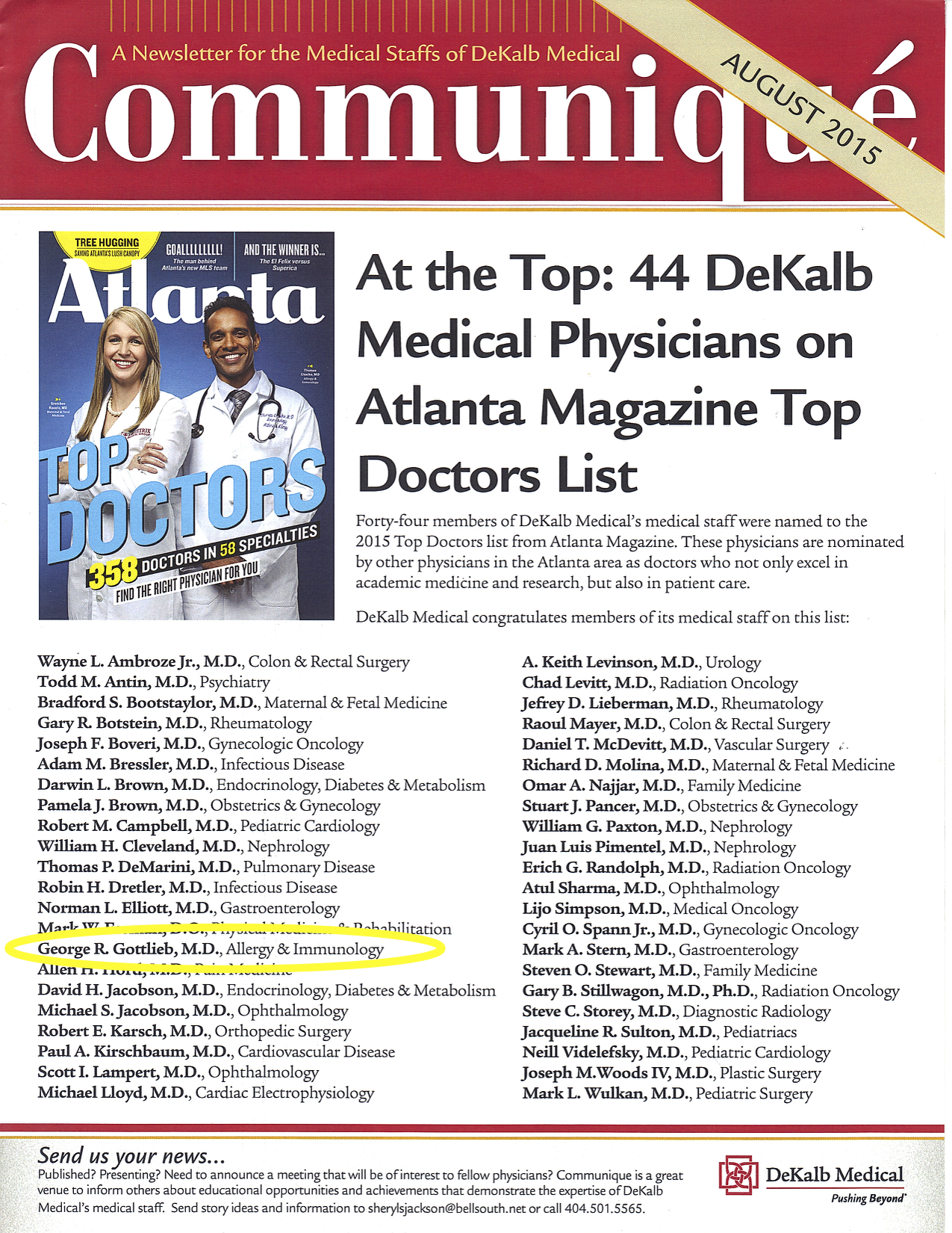Dr. George Gottlieb - Atlanta-Magazine-2015-Top-Doctors